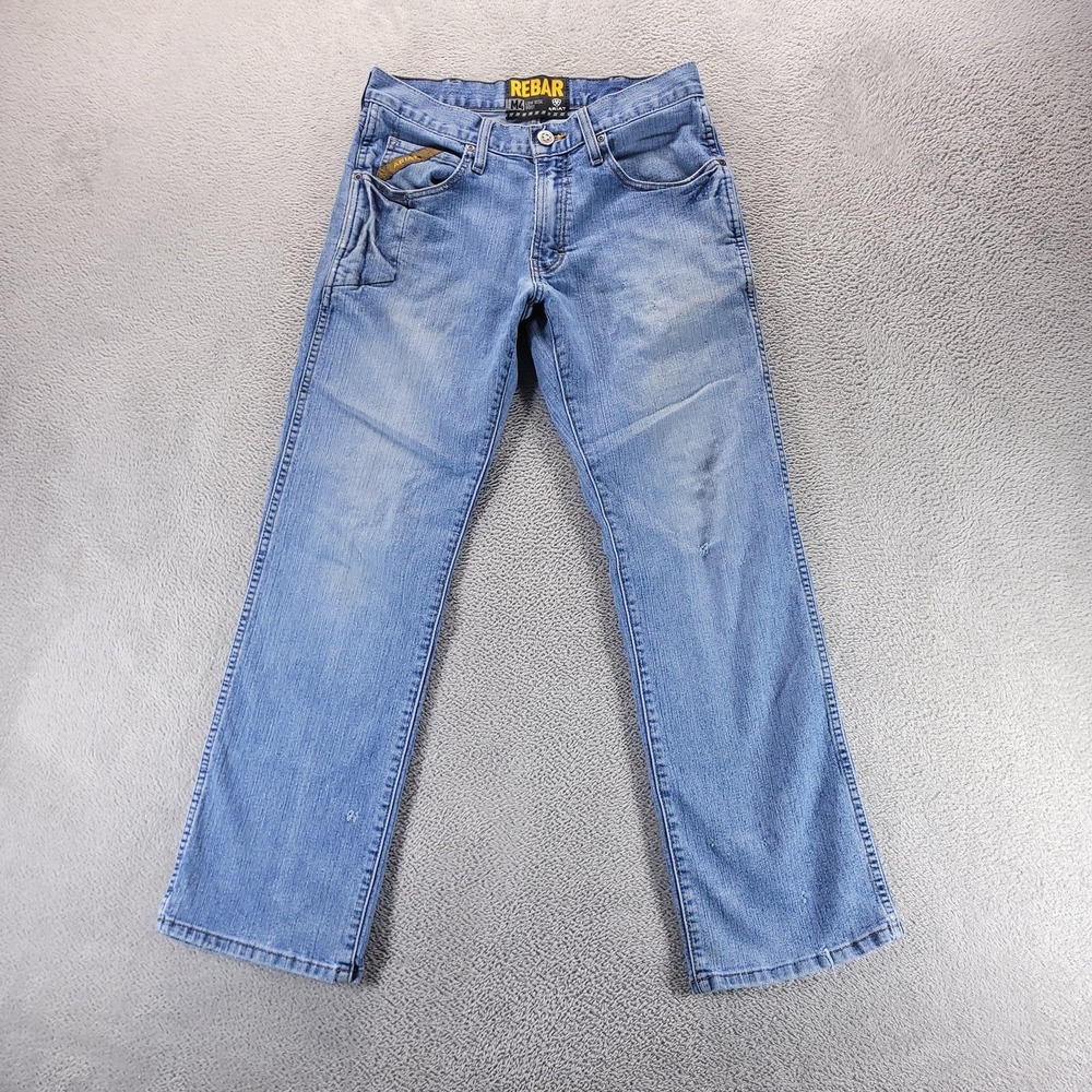 Ariat Rebar M4 Jeans Mens 29x30 Blue Low Rise Bootcut Stretch Construction Work